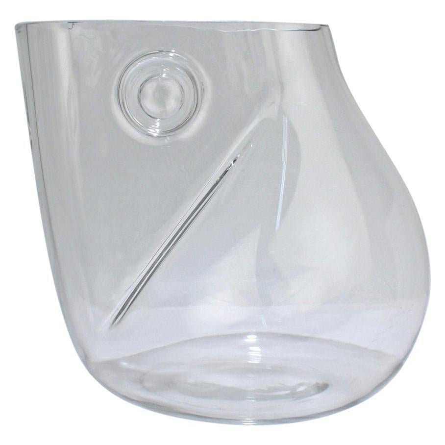 Très grand vase asymétrique moderniste en verre de Murano signé Barbini