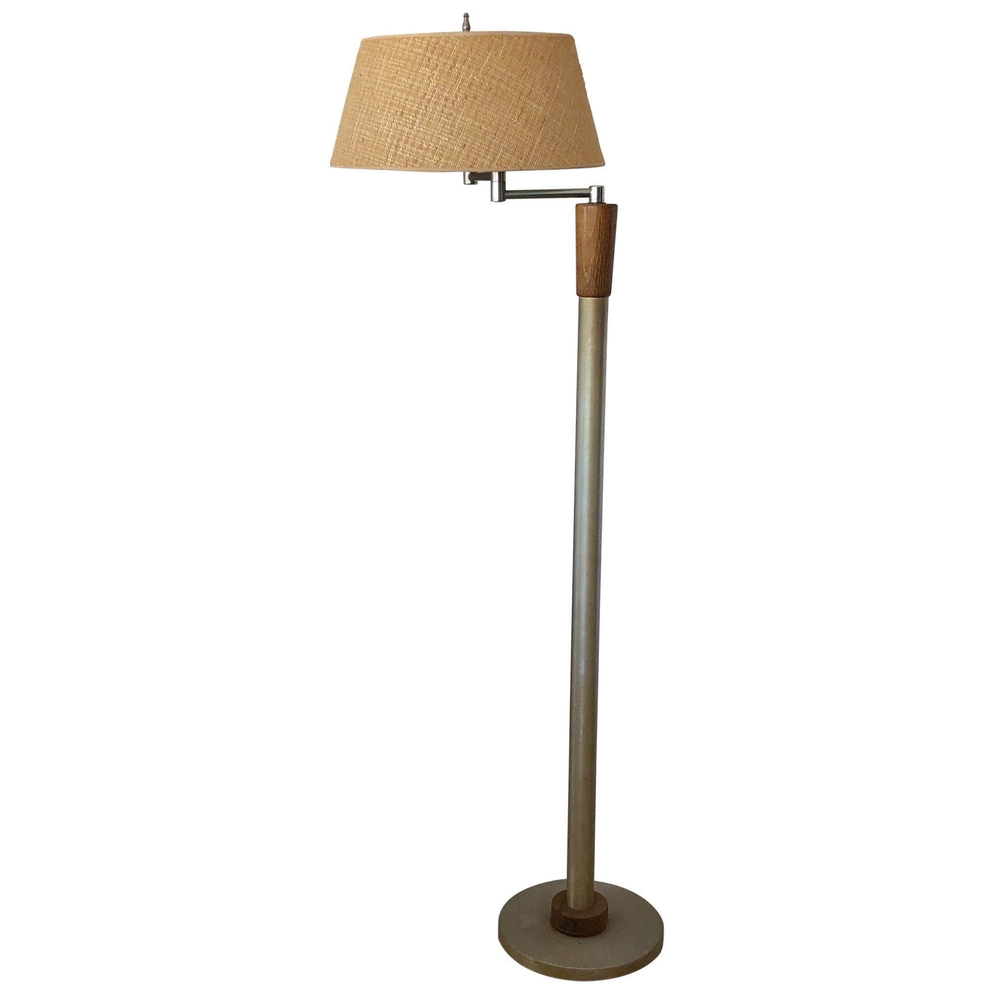 Modernist Articulated Floor Lamp with Original Shade