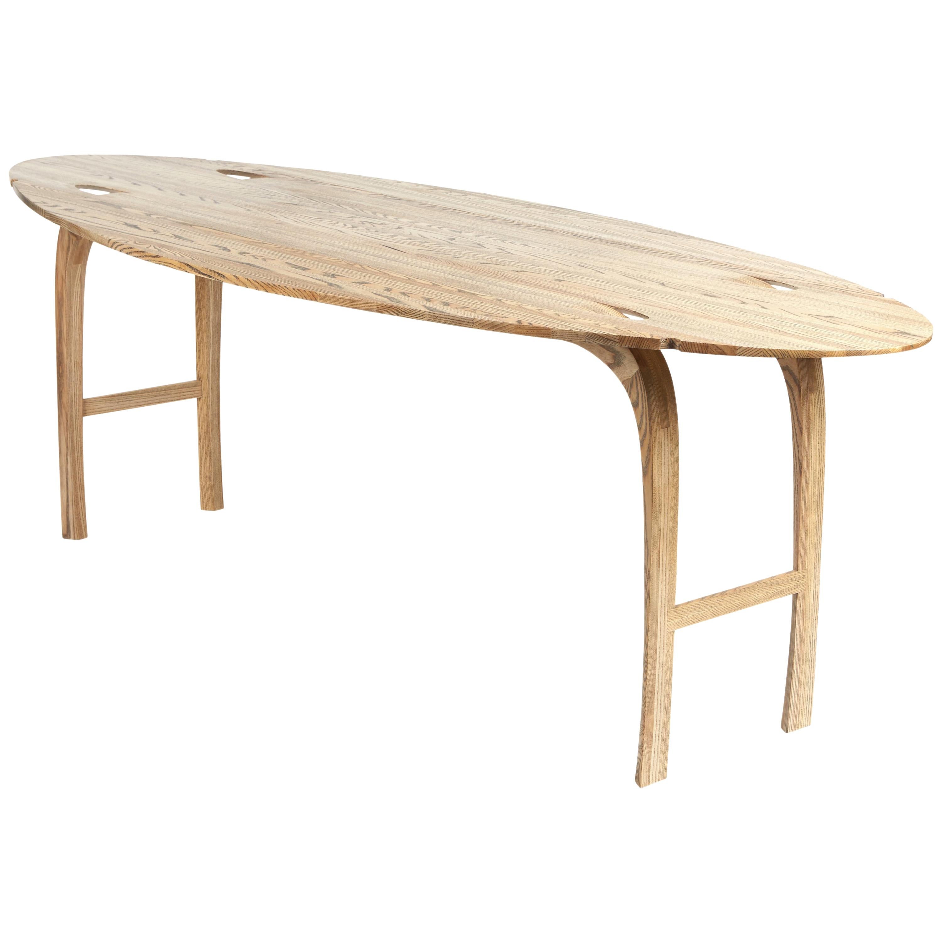 Oval Drop-Leaf Table in solid ebony grain and white oil ash by Jonathan Field