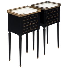 Brass Trimmed Louis XVI Style Side Tables
