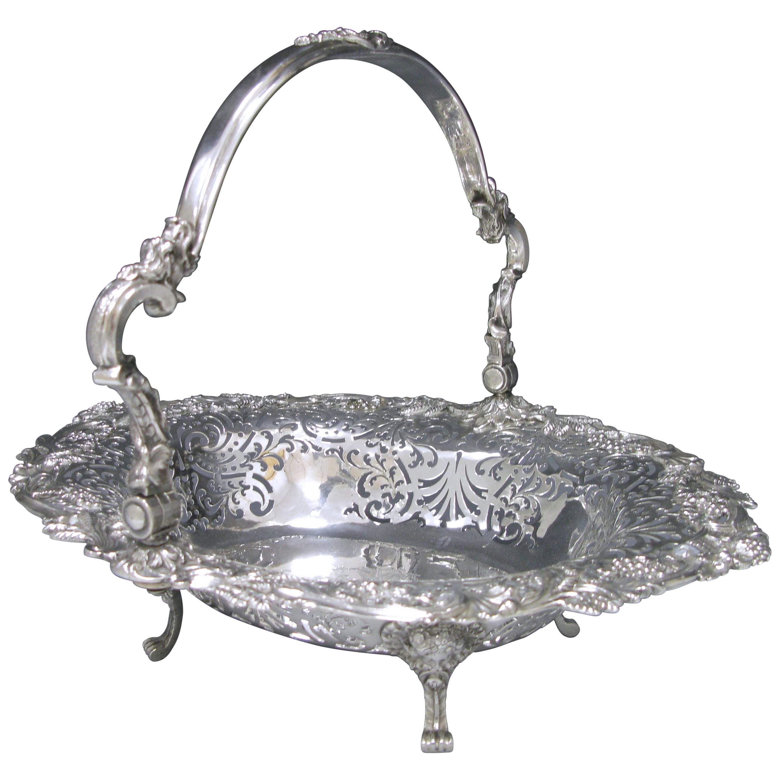 George II Antique Silver Basket London 1751 by E. Aldridge For Sale