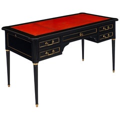 Antique Louis XVI Style Desk with Red Leather Top