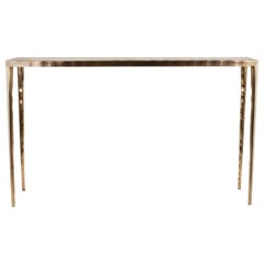 Antique "Melting" Console Table in Cream Shagreen & Bronze-Patina Brass by R&Y Augousti