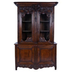 Carved Oak Cabinet "Cabinet a Deux Corp", Mid-18th Century, French