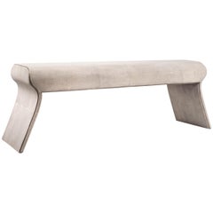 Dandy Day Bench in Cream Shagreen with Bronze-Patina Brass Accents by Kifu Paris