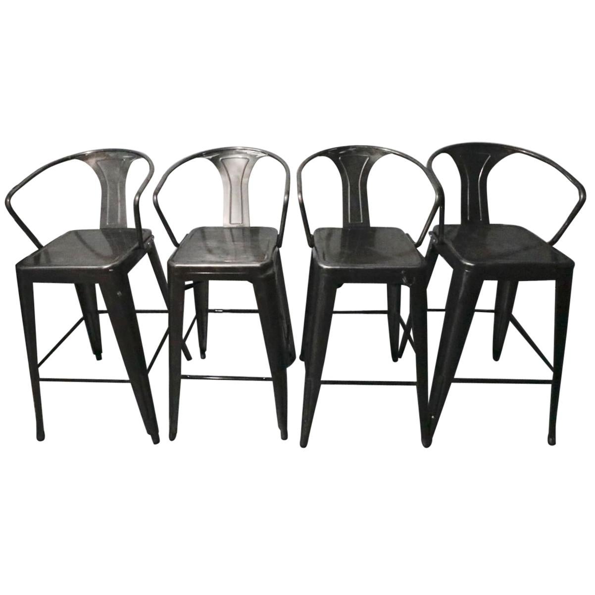 Fabulous Foursome of Vintage Industrial Metal Bar Stools and Chairs For Sale