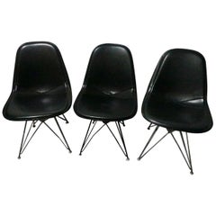 1950s Trio of Early Charles & Ray Eames DKR Chairs with Original Vinyl Cover