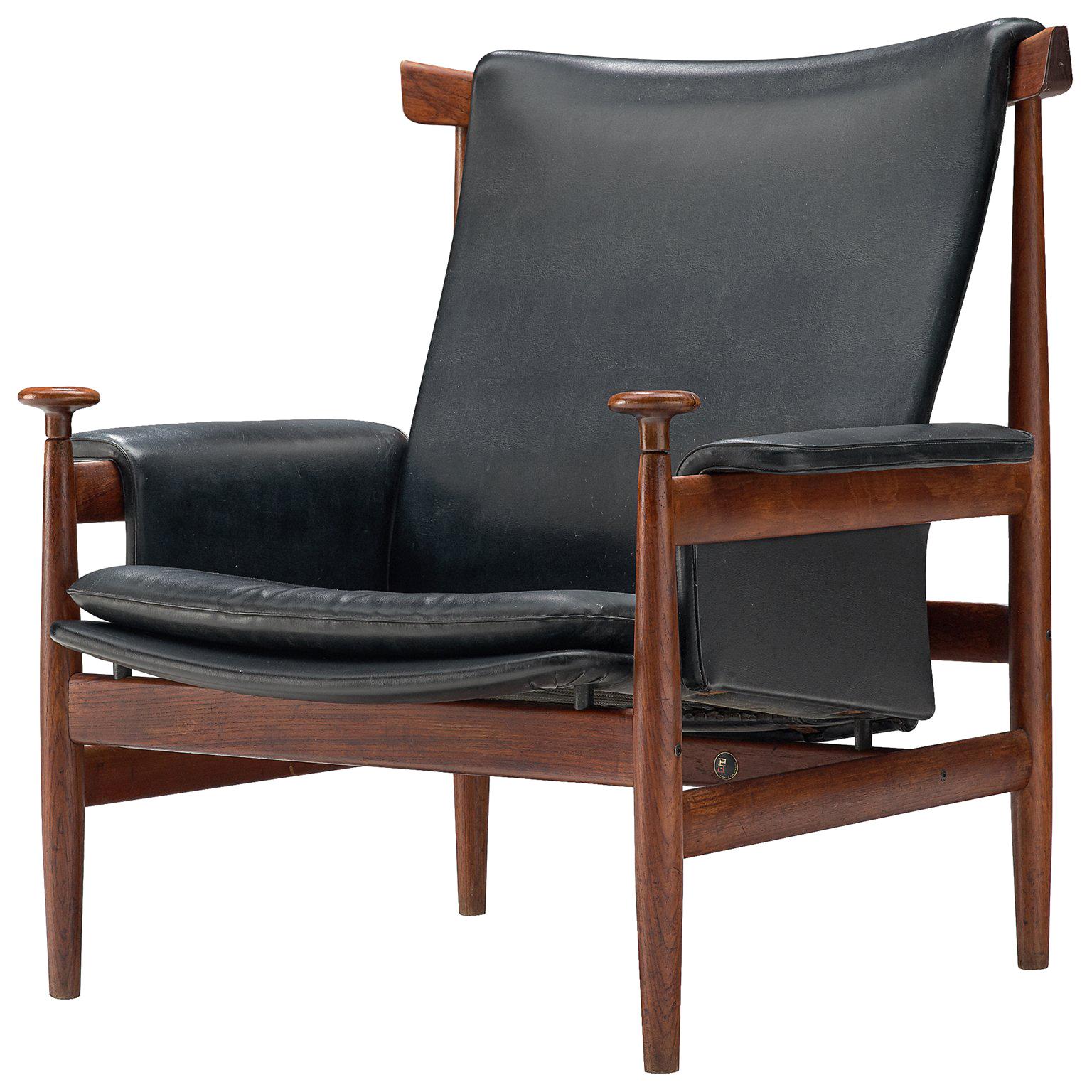Early Finn Juhl "Bwana" Chair with Black Leather