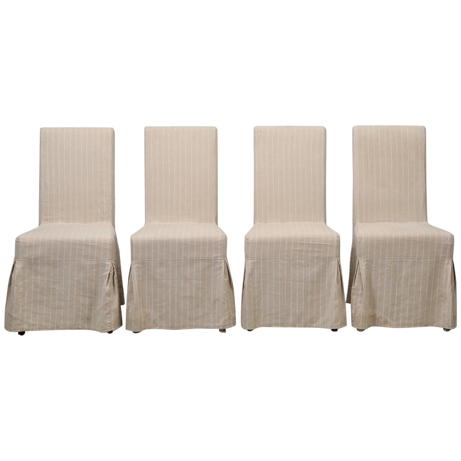 Comfortable Slipcovered Chairs, Set of 4
