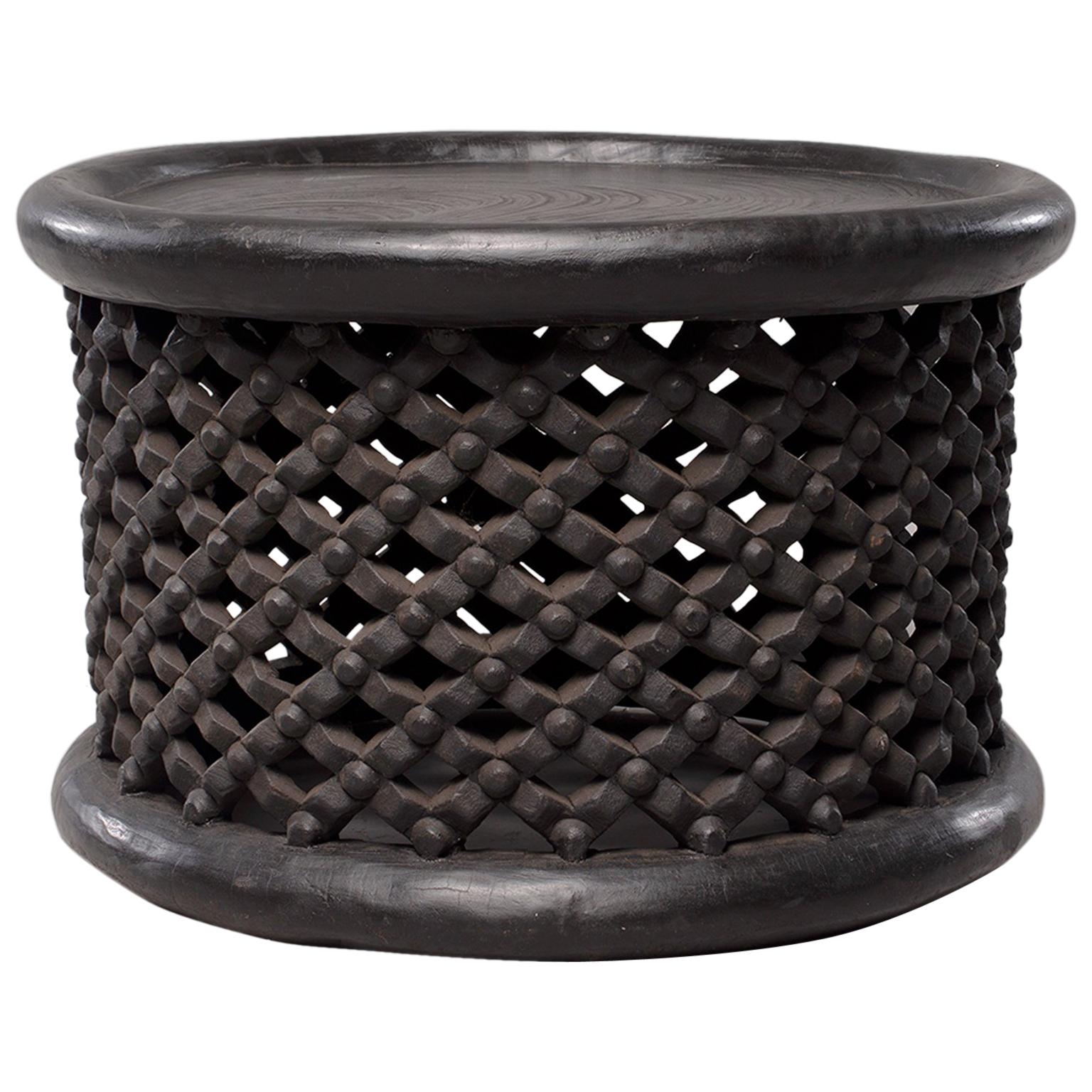 African Bamileke Carved Wood Table or Stool