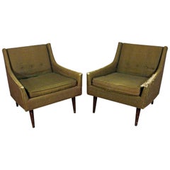 Pair of Midcentury Danish Modern Milo Baughman Selig of Monroe Club Chairs