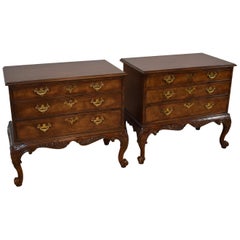 Pair of Baker Stately Homes Walnut 3-Drawer Chests