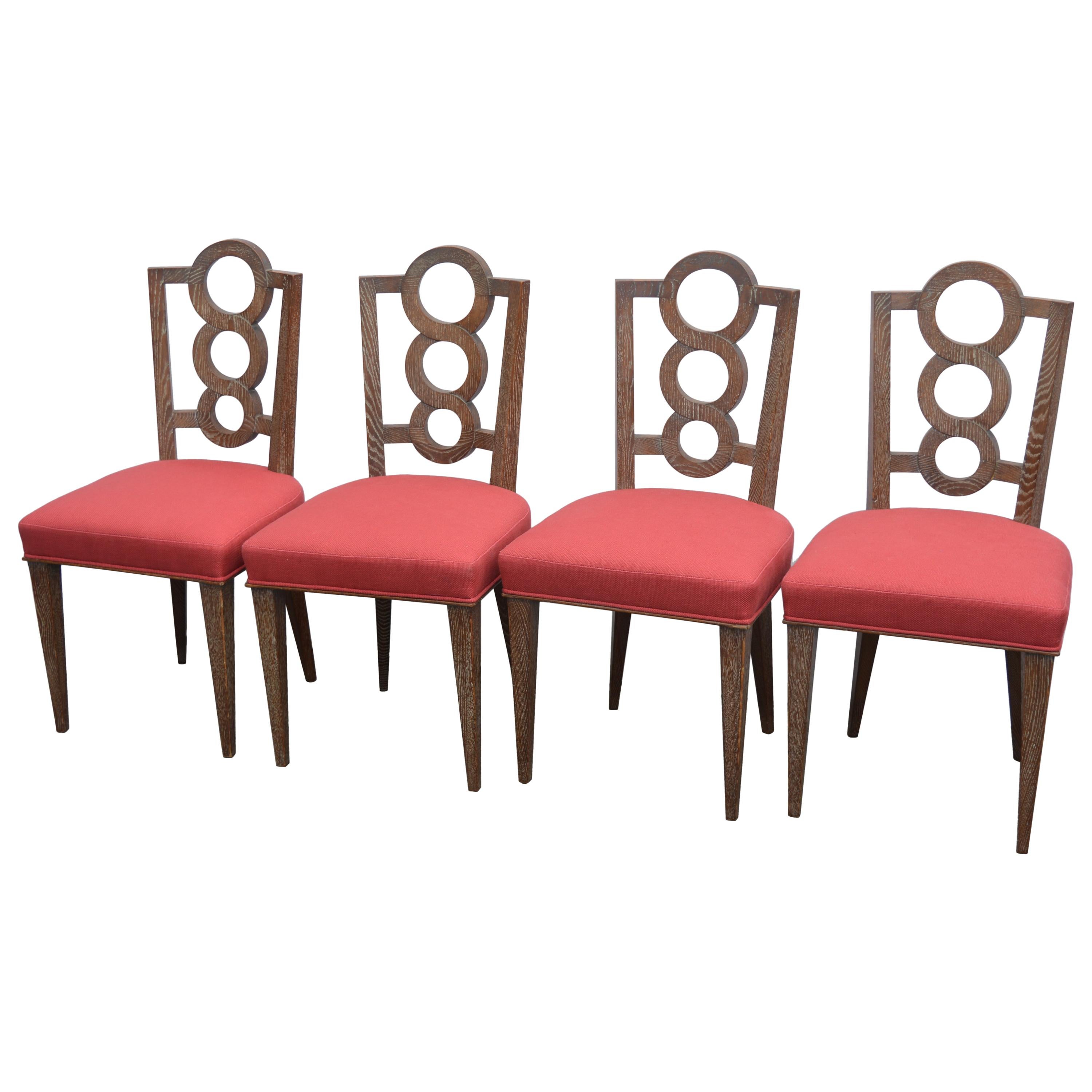 Set of Four Italian Oak Chairs For Sale