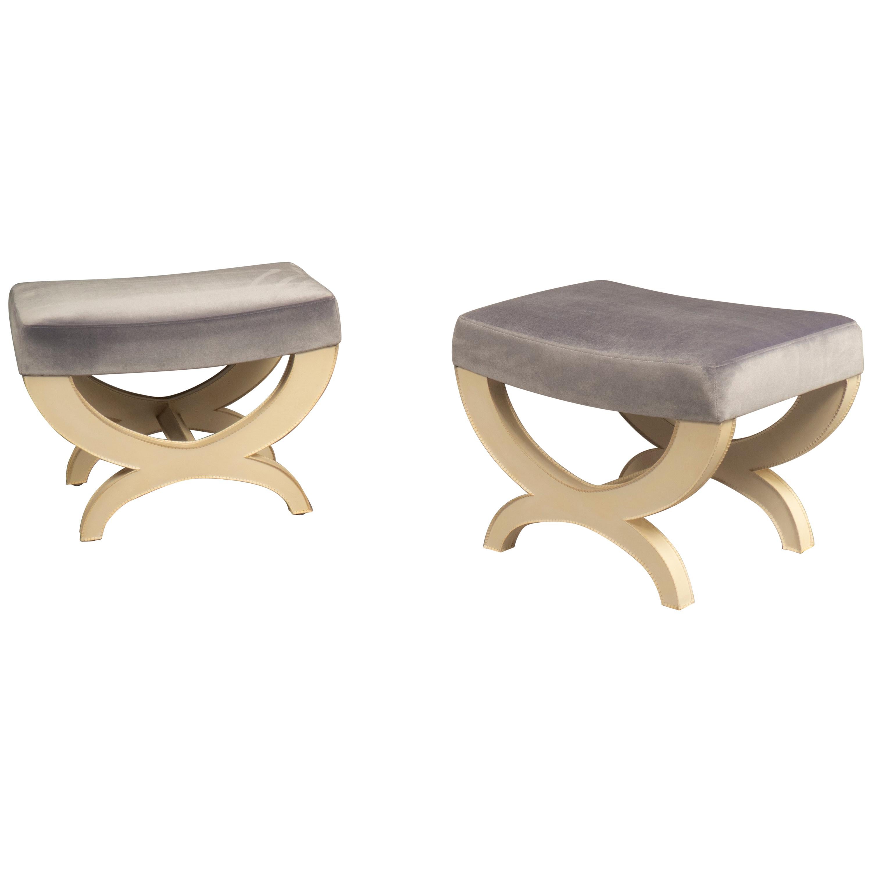 Pair of Parchment Stools, USA, 2019