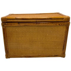 Vintage 1970s Bamboo and Rattan Office File Hanging Box