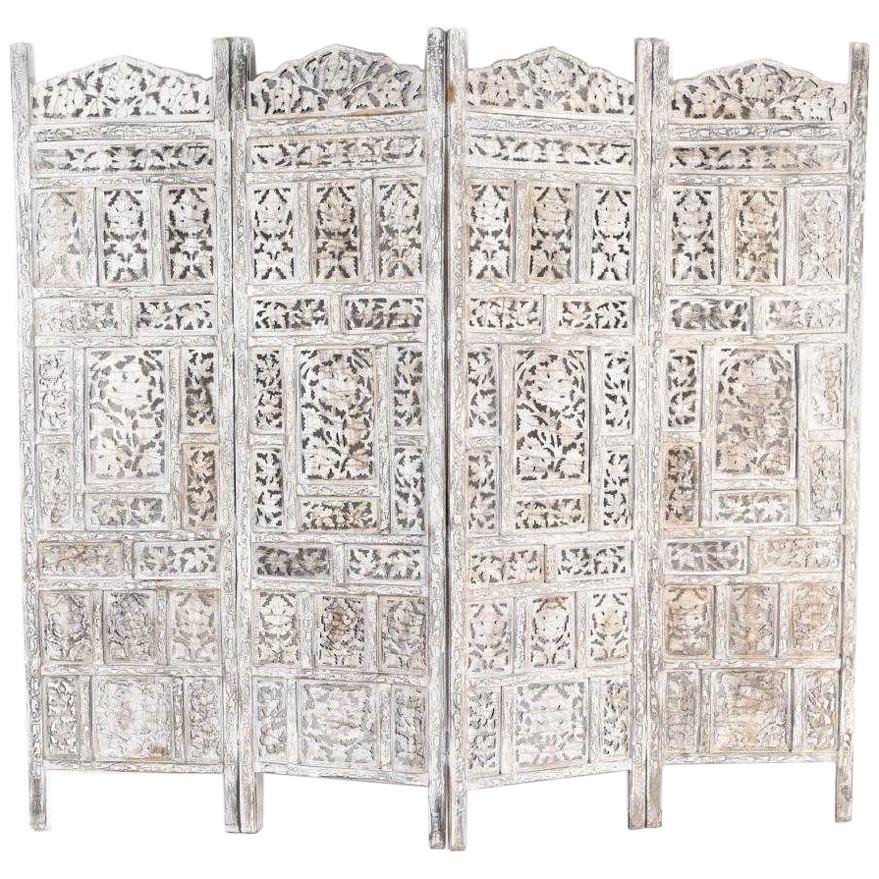 Anglo Indian 4 Panel Folding Screen