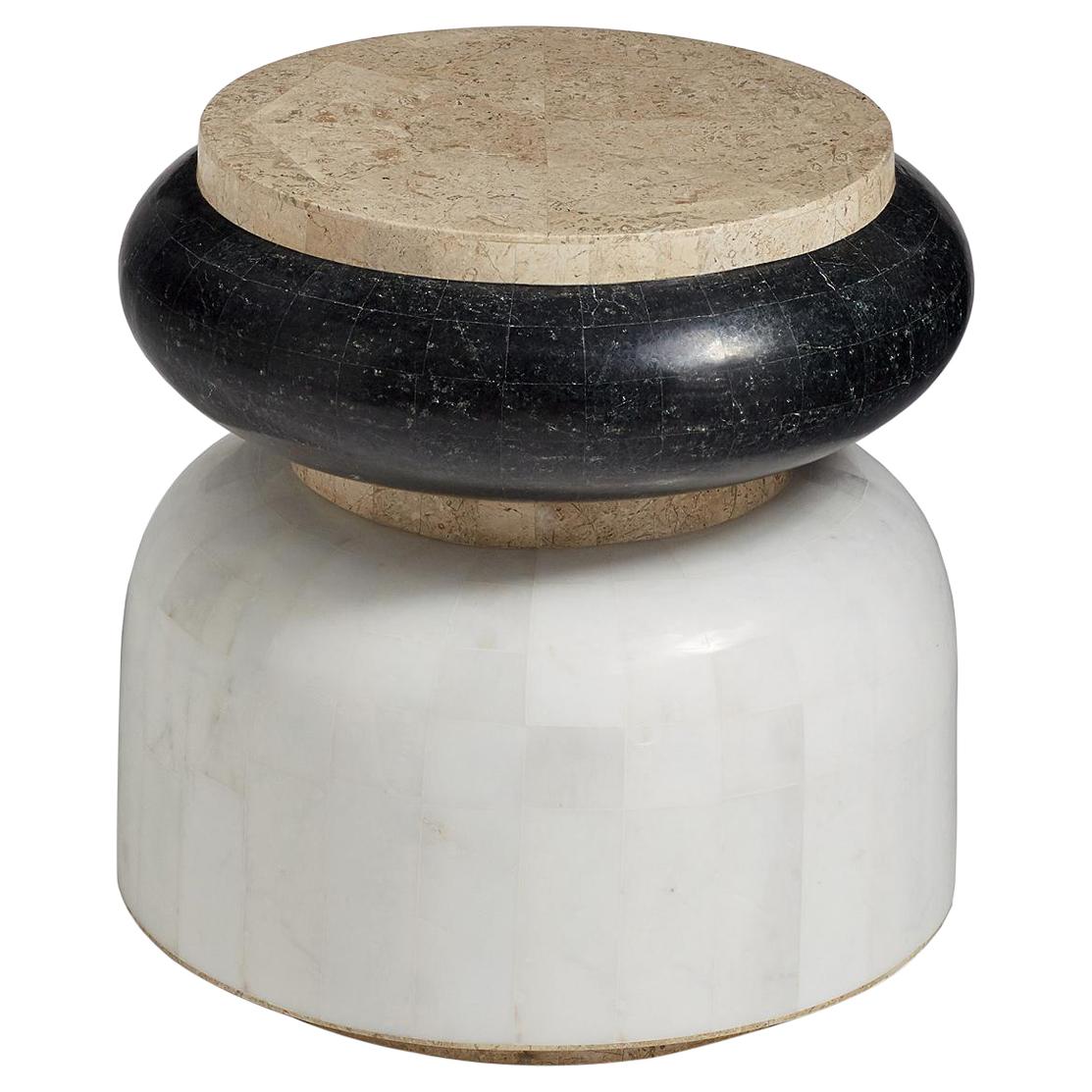 Beta Contemporary Indoor or Outdoor Round Stone Side Table