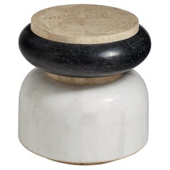 Beta Contemporary Indoor or Outdoor Round Stone Side Table