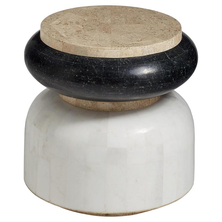 Beta Contemporary Indoor or Outdoor Round Stone Side Table at 1stDibs