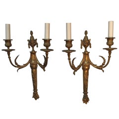 Pair of French Bronze Louis XVI Style Wall Sconces