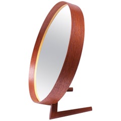 Vintage Swedish Teak Table Mirror by Uno and Östen Kristiansson for Luxus