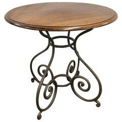 Vintage Round Pedestal Metal Base Side Table