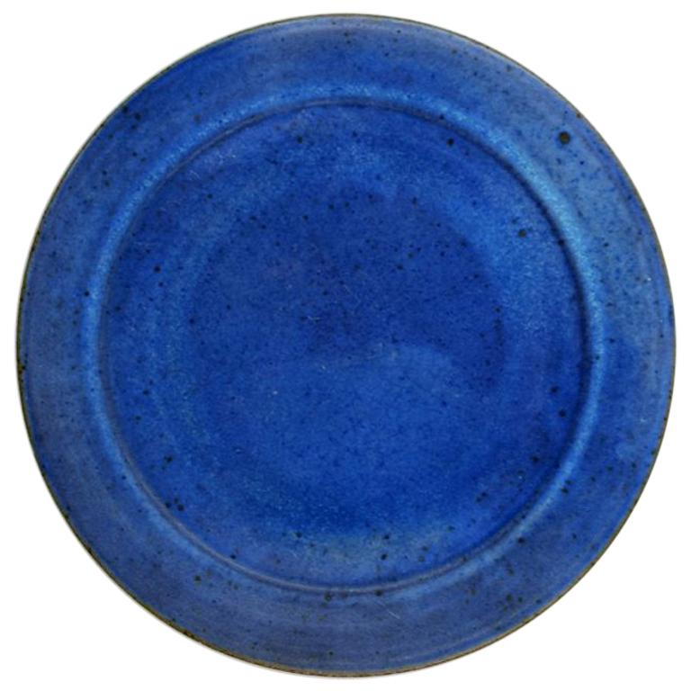 Helle Alpass Glazed Stoneware Dish in Deep Blue Glaze, 1960s-1970s