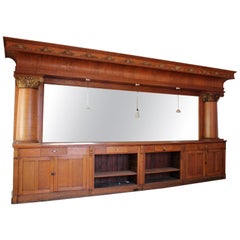 Long Antique Brunswick Oak Back Bar