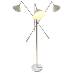 Italian Three-Arm Floor Lamp, 'Triennale' Arredoluce Style