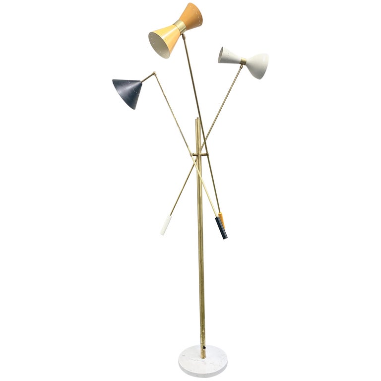 Multi Color Italian Three Arm Floor Lamp Triennale Style