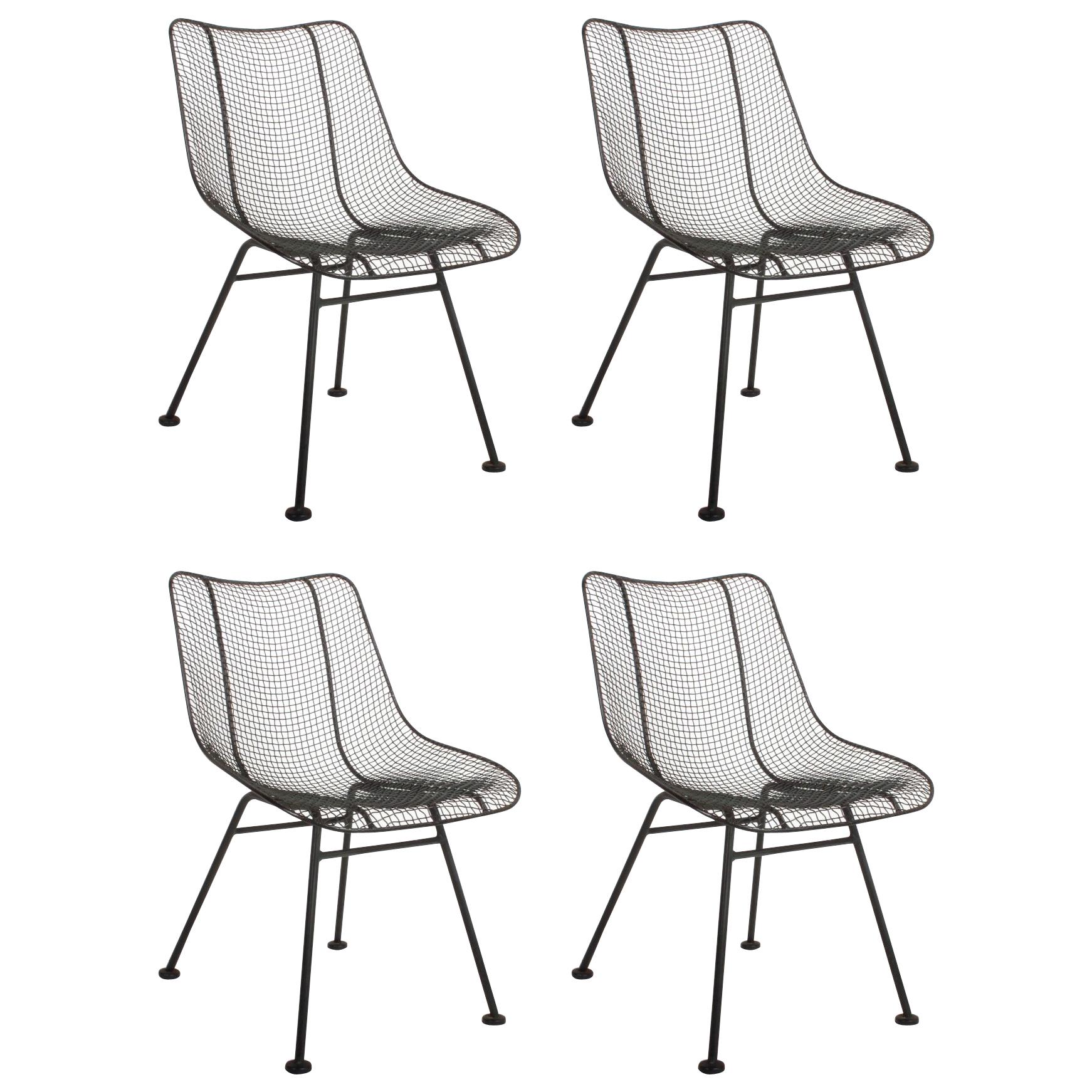 Set of Four Russell Woodard Sculptura Mesh Dining Side Chairs