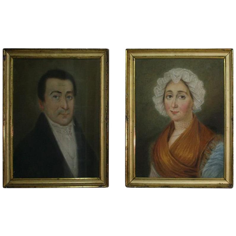 Pair of Early 19th Century Pastel Portraits