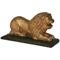 Antique 19th Century Carved and Gilded Lion from a Frisian Ships Rudder