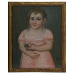 Early 19th Century French Pastel Portrait of a Young Girl