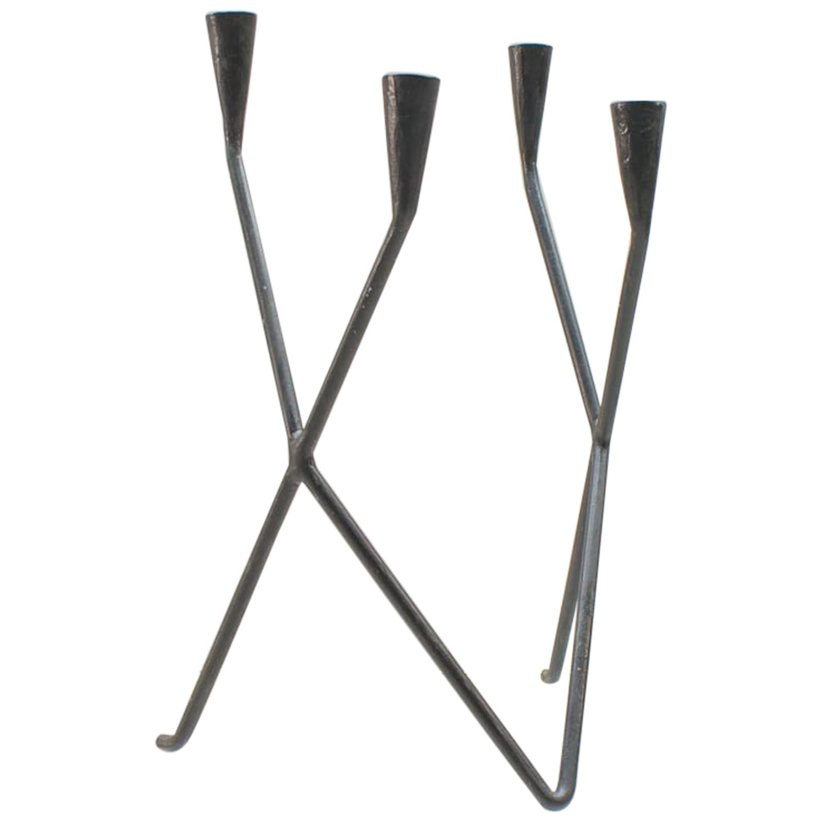Midcentury Handcrafted Iron Candleholder from Germany, 1950s For Sale