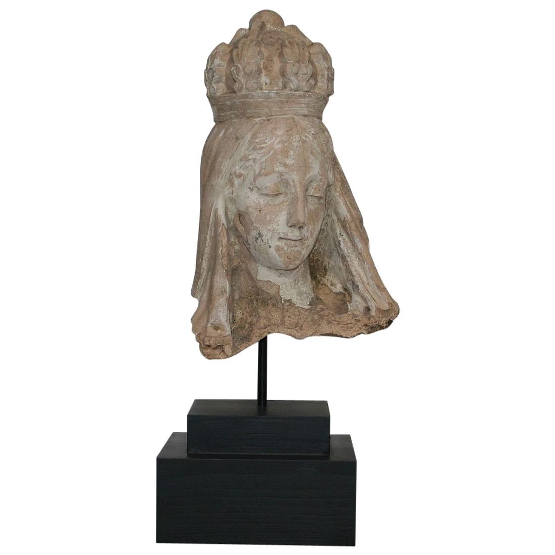 French 19th Century Terracotta Head of a Madonna