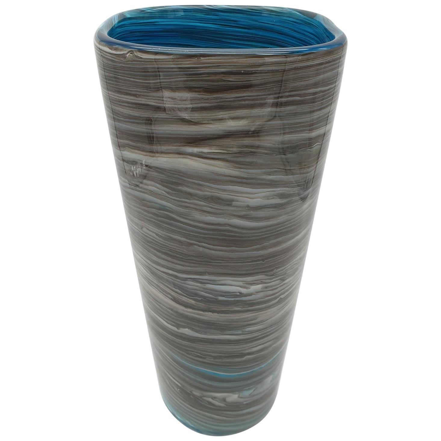 Modern Stylish Marbled Gray Murano Glass Vase by Cenedese, late 1990s For Sale
