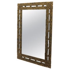 Frigerio 20th Mid-Century Modern Design Brass Brutalist Framed Mirror