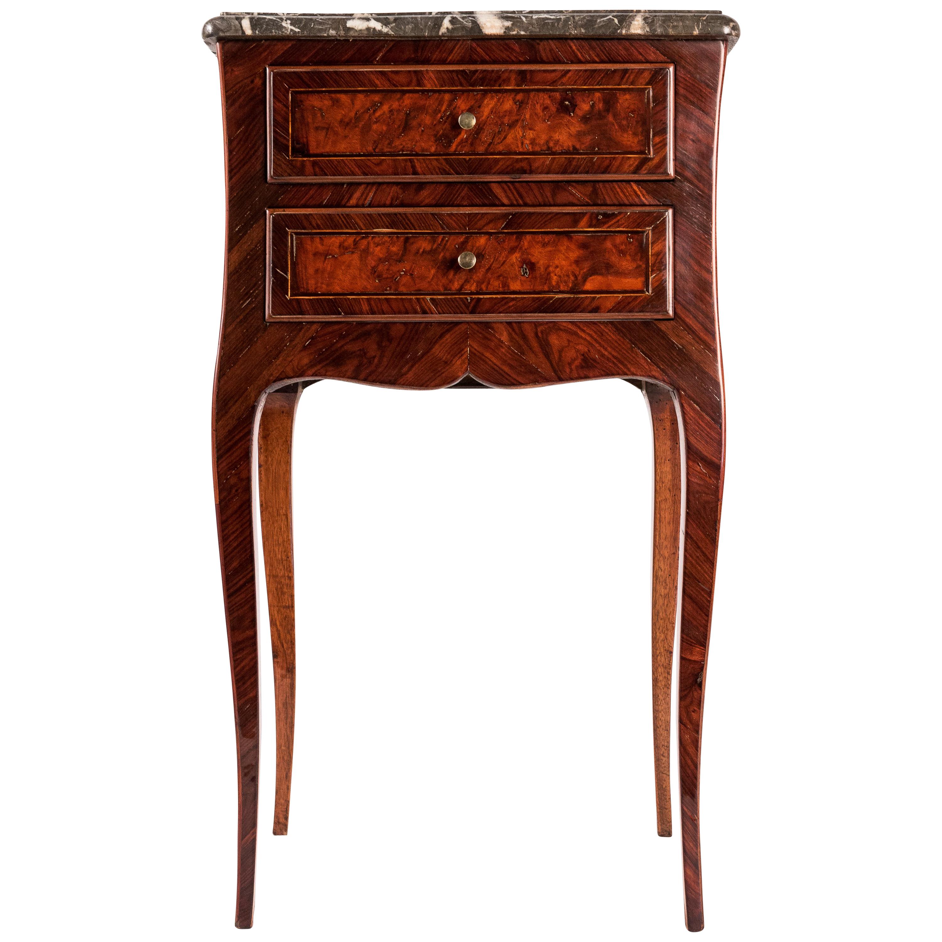 French Louis XV Style Small Serpentine Marble-Top Commode, circa 1820-1830