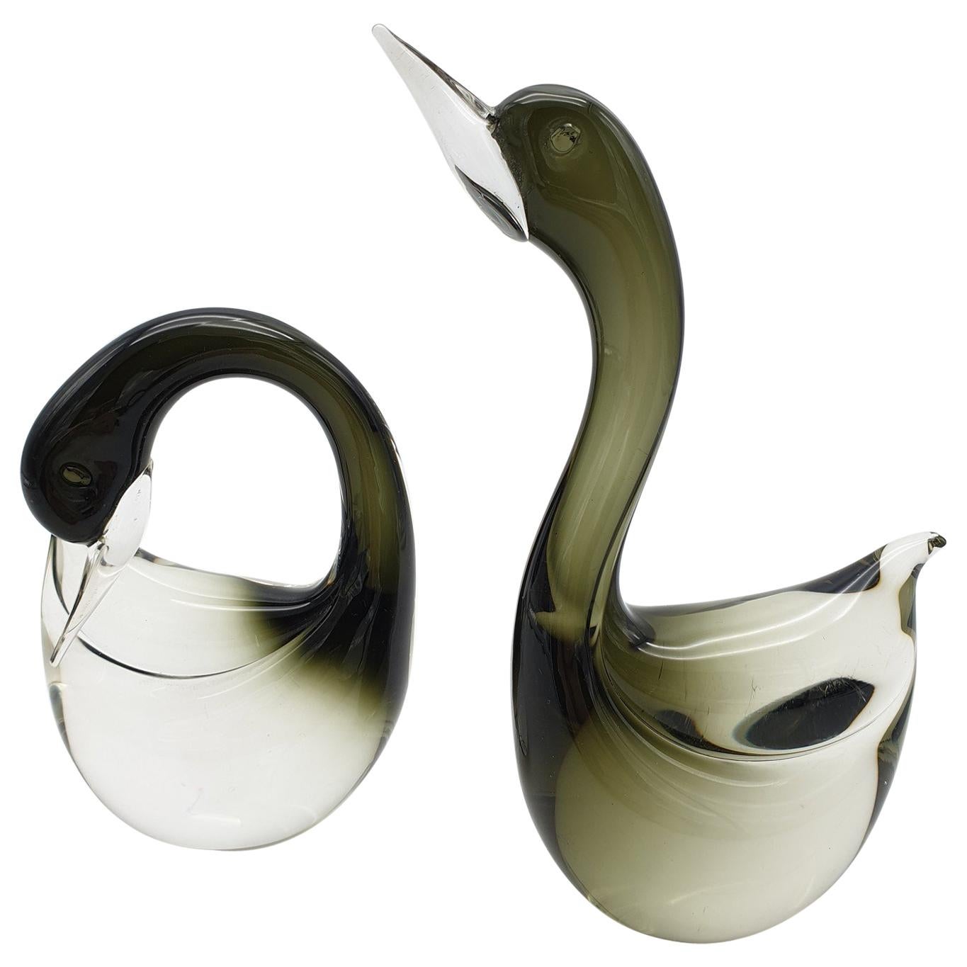 Pair of Modern Murano Glass Swans by Cenedese, 1970s For Sale