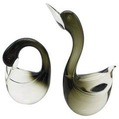 Retro Pair of Modern Murano Glass Swans by Cenedese, 1970s