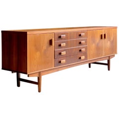 Antique Midcentury Rosewood and Teak Sideboard BCM British Cabinet Makers, circa 1960