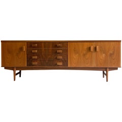 Antique Midcentury Rosewood and Teak Sideboard BCM British Cabinet Makers, circa 1960