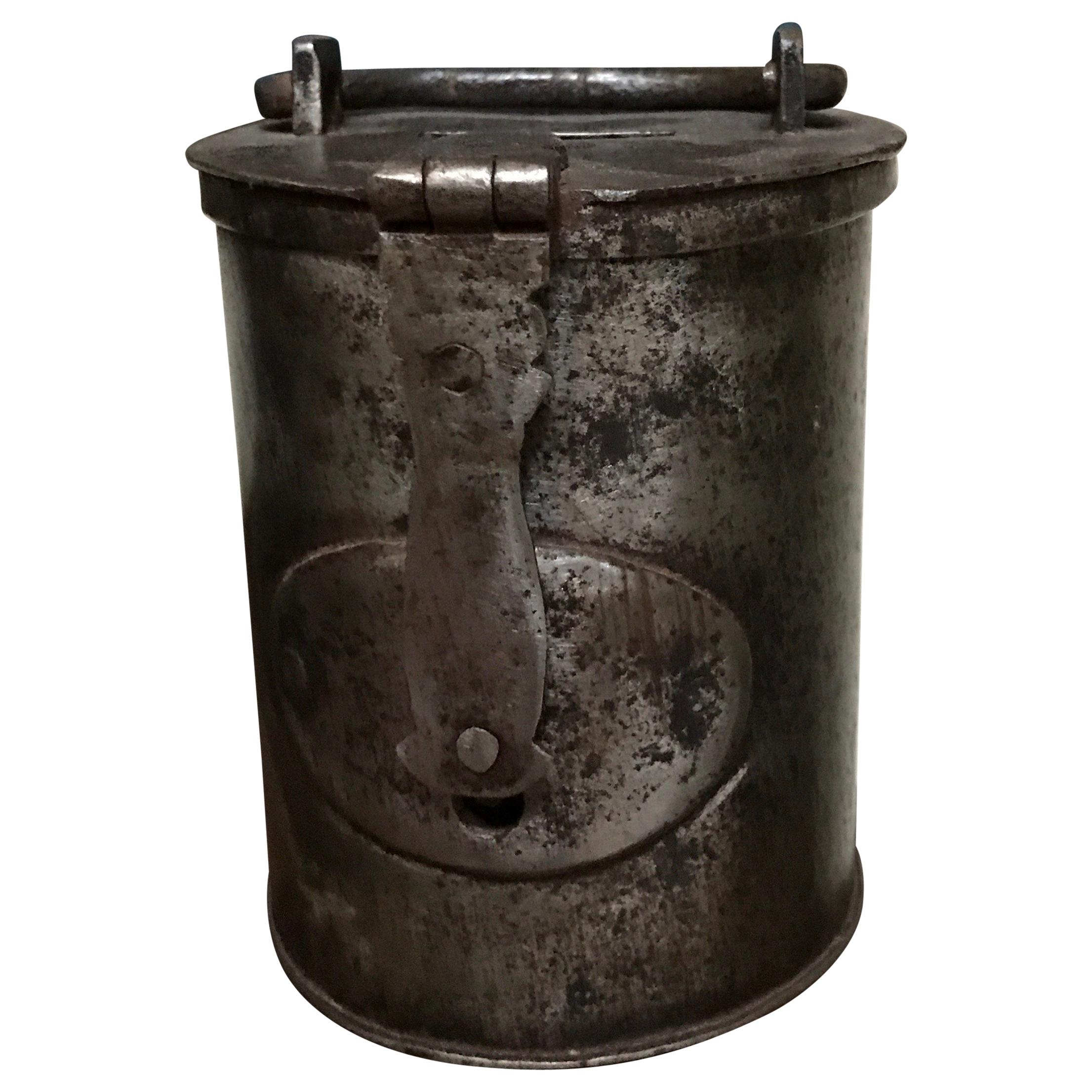 17th Century Collect Pot in Iron Beggar Pot Money Box For Sale