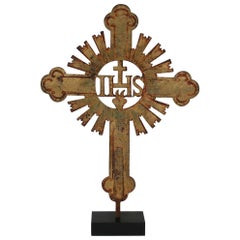 Used French 18th Century Forged Iron Processional Cross