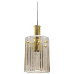 Used Brass and Smoked Glass Ceiling Lamp from Limburg, Germany, 1960s