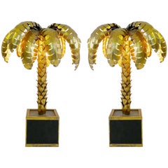 Vintage Pair of Palm Tree Table Lamps