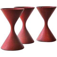 Red Sculptural Hourglass Planters by Willy Guhl, Swiss Modernist, 1960s