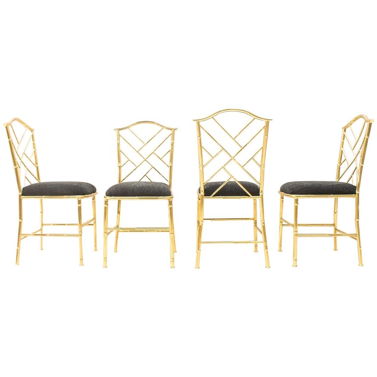 Brass Bamboo Hollywood Regency Dining Chairs France 1960s For Sale At 1stdibs