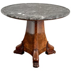Vintage Fine Marble-Top Walnut Center Table